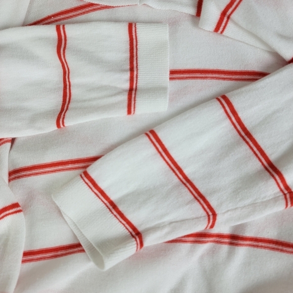 CAbi Orange And White Striped Stroll Long Open Face Cardigan/Duster Sweater Sz M - Picture 13 of 16